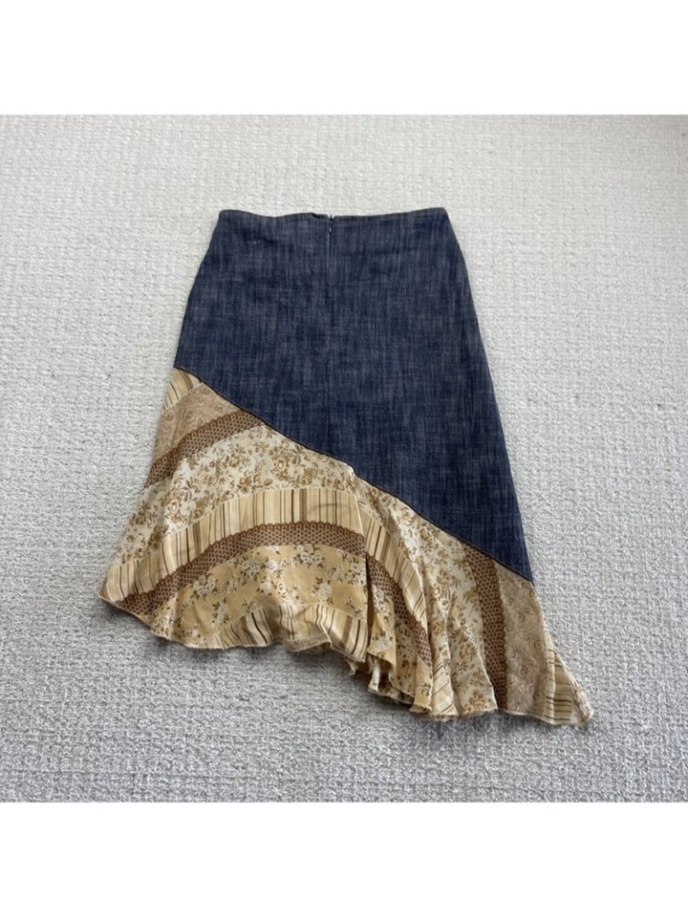 Y2K Escandelle Paris Boho Patchwork Skirt Midi Festival Denim Floral Cottagecore - Picture 9 of 9